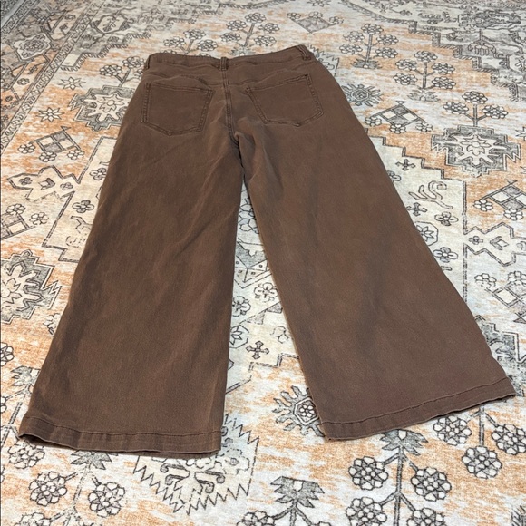 NWOT ENTRO L brown wide leg 💯 cotton jeans *see photos, about size 12 - Picture 7 of 10